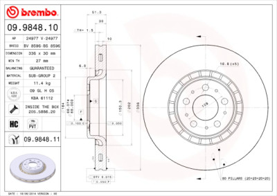 Jeu de disques de frein BREMBO 09.9848.10