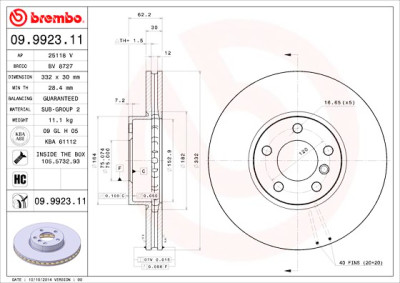 Jeu de disques de frein BREMBO COATED DISC LINE 09.9923.11