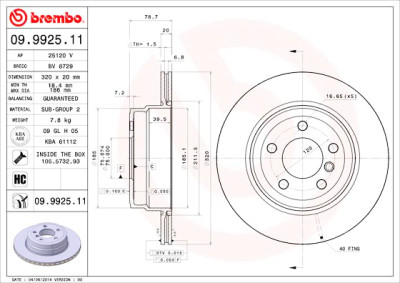 Jeu de disques de frein BREMBO COATED DISC LINE 09.9925.11