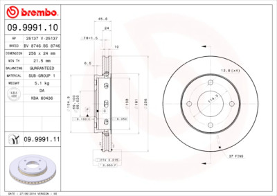 Jeu de disques de frein BREMBO 09.9991.10