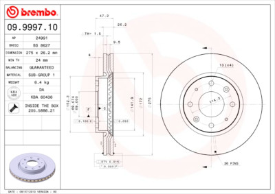 Jeu de disques de frein BREMBO 09.9997.10