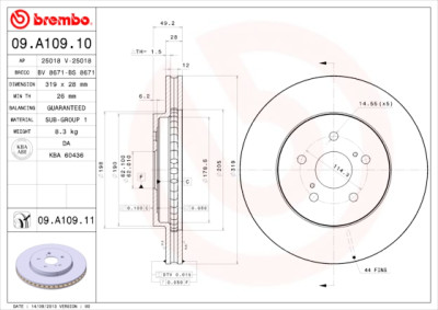 Jeu de disques de frein BREMBO 09.A109.10