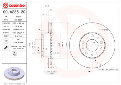Jeu de disques de frein BREMBO 09.A235.20