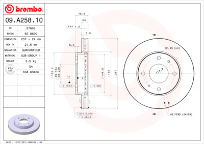 Jeu de disques de frein BREMBO 09.A258.10