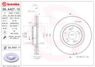 Jeu de disques de frein BREMBO 09.A407.10