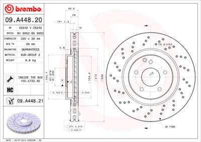 Jeu de disques de frein BREMBO 09.A448.20