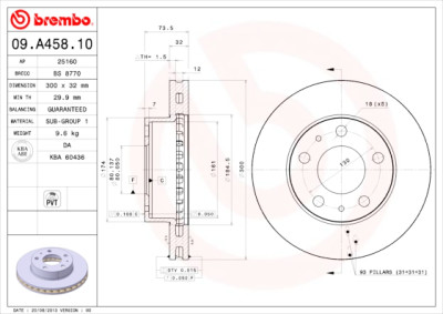 Jeu de disques de frein BREMBO 09.A458.10