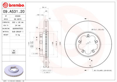 Jeu de disques de frein BREMBO 09.A531.20