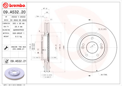 Jeu de disques de frein BREMBO 09.A532.20