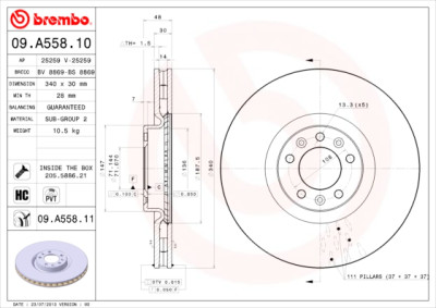 Jeu de disques de frein BREMBO 09.A558.10
