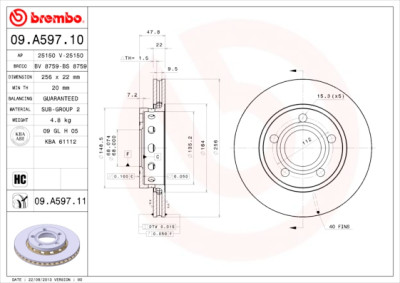 Jeu de disques de frein BREMBO 09.A597.10