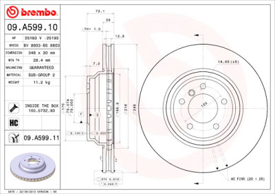 Jeu de disques de frein BREMBO 09.A599.10