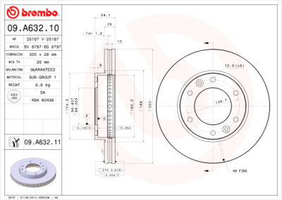 Jeu de disques de frein BREMBO 09.A632.10