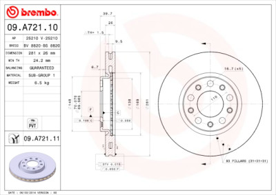 Jeu de disques de frein BREMBO 09.A721.10