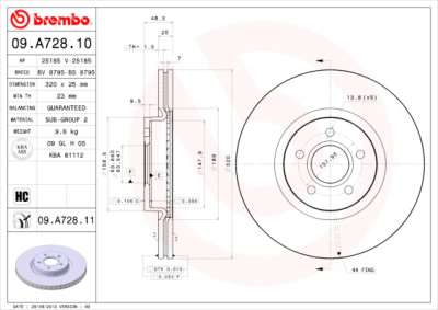 Jeu de disques de frein BREMBO 09.A728.10