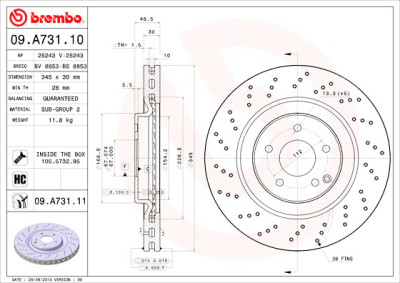 Jeu de disques de frein BREMBO COATED DISC LINE 09.A731.11