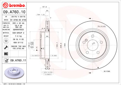 Jeu de disques de frein BREMBO 09.A760.10
