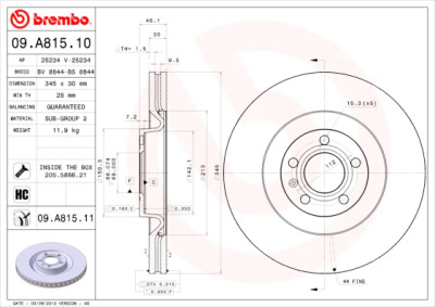 Jeu de disques de frein BREMBO 09.A815.10