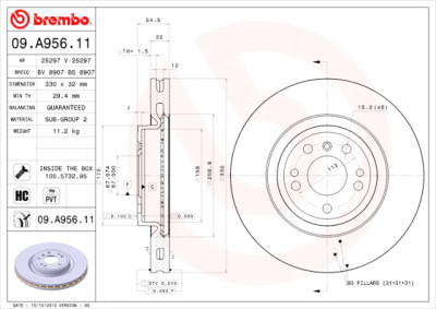 Jeu de disques de frein BREMBO COATED DISC LINE 09.A956.11