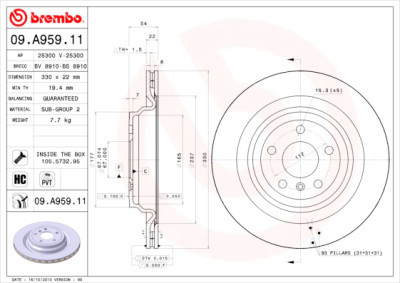 Jeu de disques de frein BREMBO COATED DISC LINE 09.A959.11