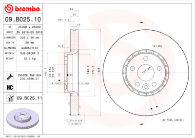 Jeu de disques de frein BREMBO 09.B025.10