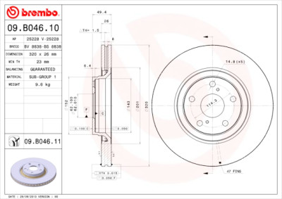 Jeu de disques de frein BREMBO 09.B046.10