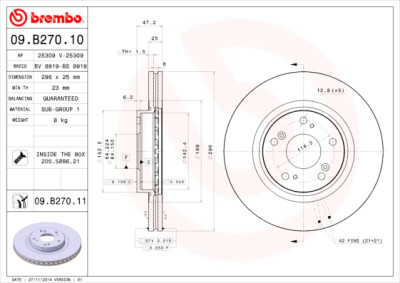 Jeu de disques de frein BREMBO 09.B270.10