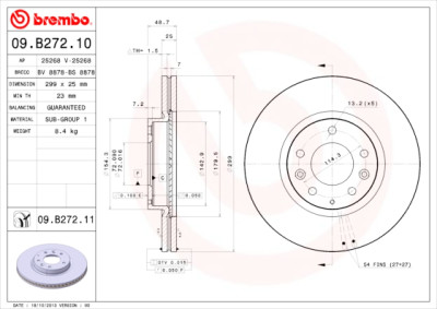 Jeu de disques de frein BREMBO 09.B272.10