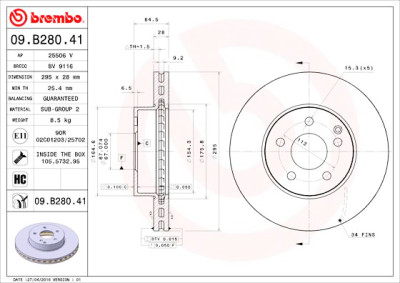 Jeu de disques de frein BREMBO 09.B280.41