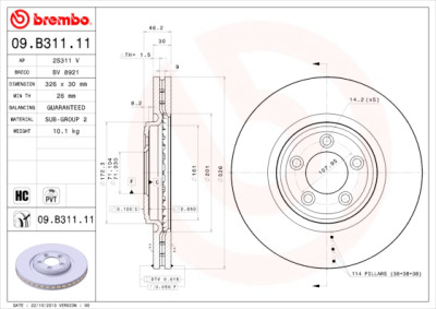 Jeu de disques de frein BREMBO COATED DISC LINE 09.B311.11