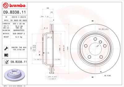Jeu de disques de frein BREMBO COATED DISC LINE 09.B338.11
