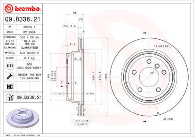 Jeu de disques de frein BREMBO 09.B338.21