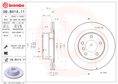 Jeu de disques de frein BREMBO COATED DISC LINE 09.B414.11