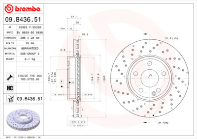 Jeu de disques de frein BREMBO COATED DISC LINE 09.B436.51