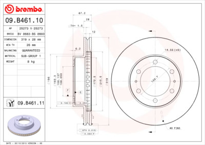 Jeu de disques de frein BREMBO 09.B461.10