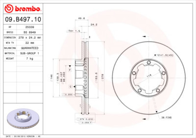 Jeu de disques de frein BREMBO 09.B497.10