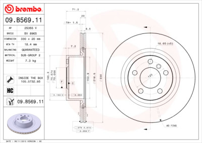 Jeu de disques de frein BREMBO COATED DISC LINE 09.B569.11