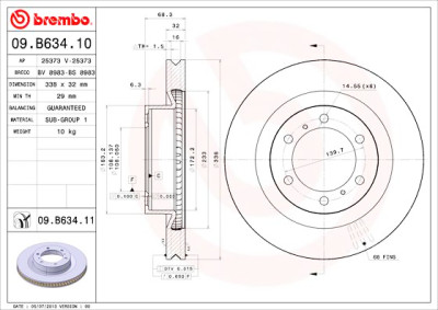 Jeu de disques de frein BREMBO 09.B634.11