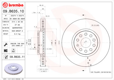 Jeu de disques de frein BREMBO 09.B635.10