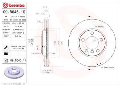 Jeu de disques de frein BREMBO 09.B645.10