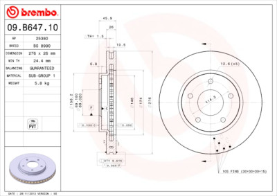 Jeu de disques de frein BREMBO 09.B647.10