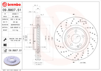 Jeu de disques de frein BREMBO COATED DISC LINE 09.B807.51