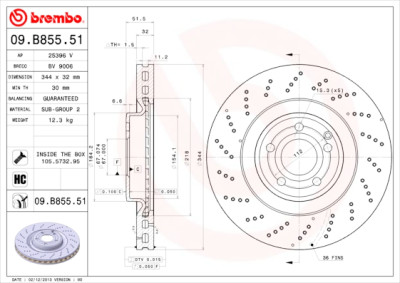 Jeu de disques de frein BREMBO COATED DISC LINE 09.B855.51
