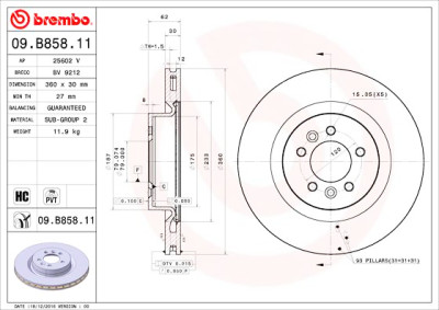 Jeu de disques de frein BREMBO 09.B858.11