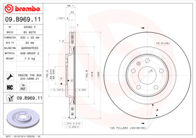 Jeu de disques de frein BREMBO COATED DISC LINE 09.B969.11