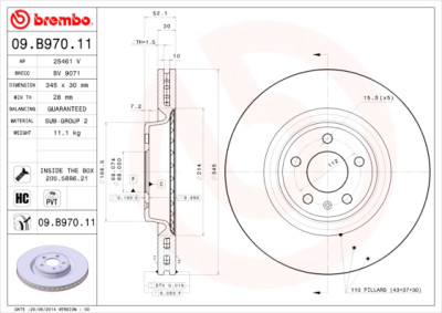 Jeu de disques de frein BREMBO COATED DISC LINE 09.B970.11