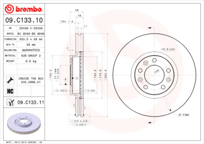 Jeu de disques de frein BREMBO 09.C133.11