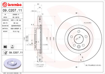 Jeu de disques de frein BREMBO 09.C207.11