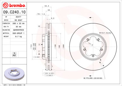 Jeu de disques de frein BREMBO 09.C240.10
