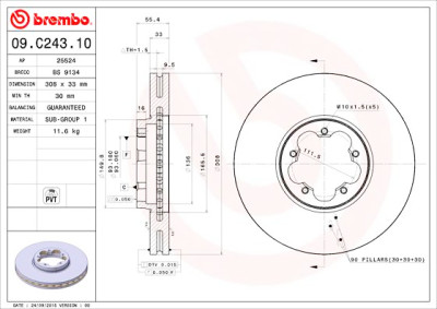 Jeu de disques de frein BREMBO 09.C243.10